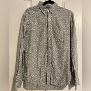 Club Monaco Gray Floral Casual Button Down Shirt Medium Slim